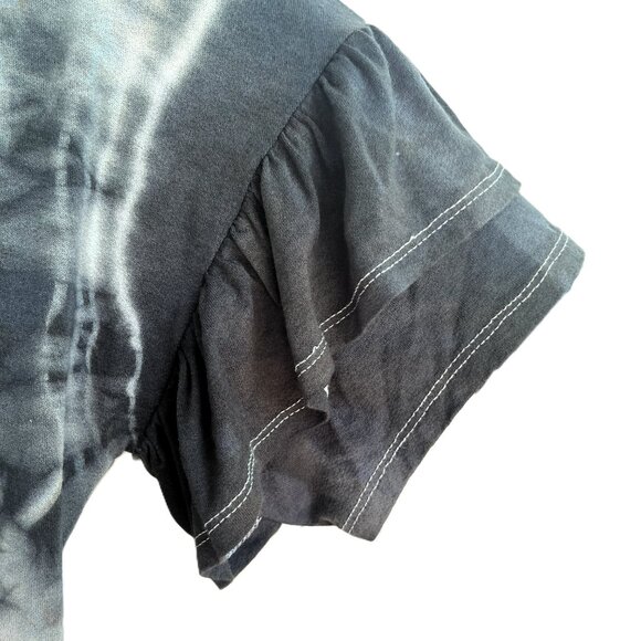 3/$25 NEW Super Comfy Hand Tie-dyed Ruffled Sleeve Rayon T-Shirt in Olive - Picture 4 of 6